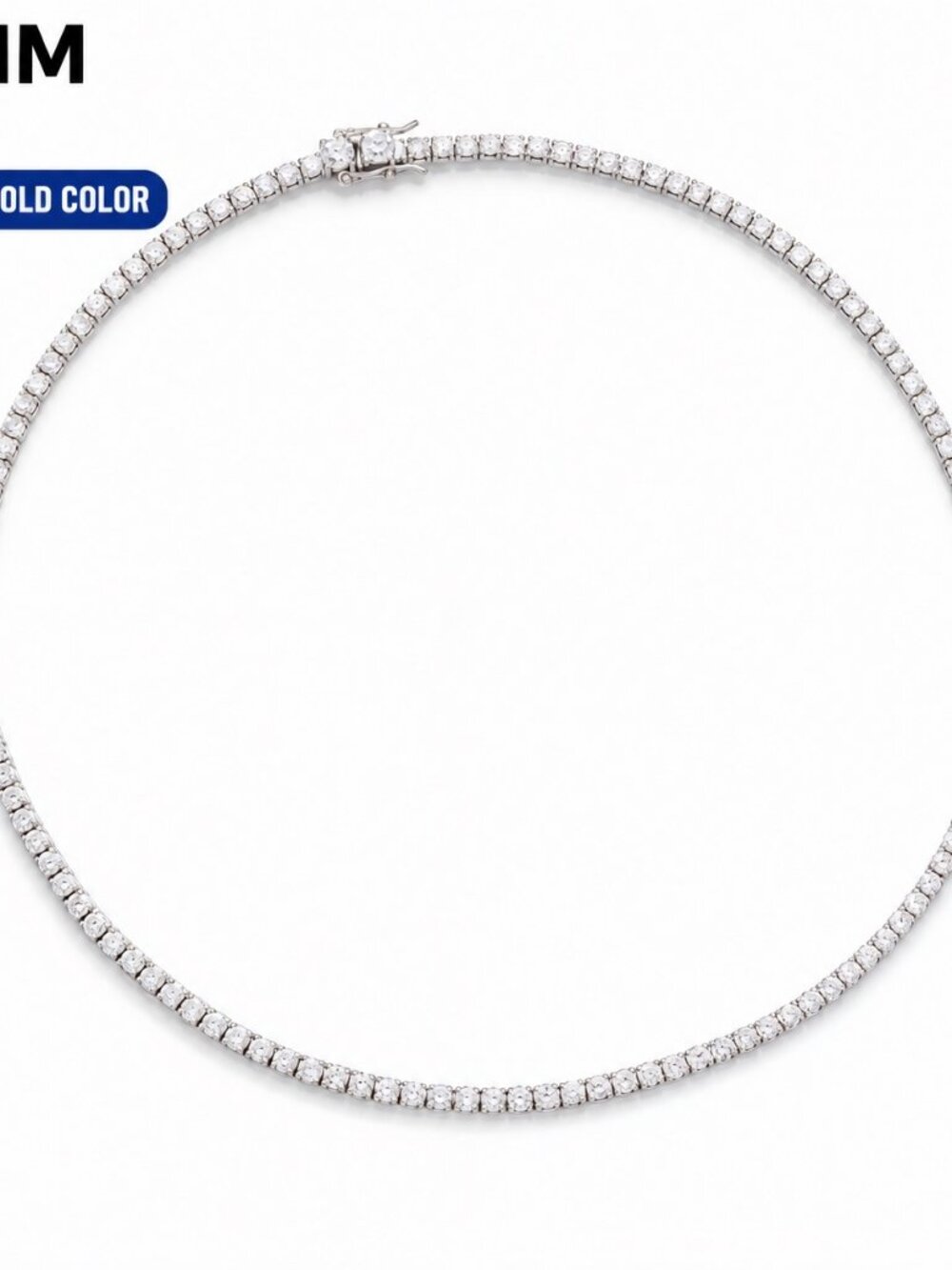 LEKANI 3mm Moissanite Tennis Necklace S925 Silver 18 in
